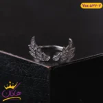 انگشتر استیل زنانه بال فرشته نقره ای | ysx 532/2