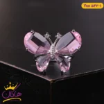 انگشتر استیل زنانه پروانه صورتی | ysx 542/1