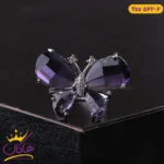 انگشتر استیل زنانه پروانه بنفش | ysx 542/2