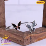 دستبند النگویی استیل زنانه مدل پروانه ای | کد ysx605/1