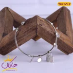 دستبند النگویی استیل زنانه آویز کیف نگین دار نقره ای | کد ysx609/2