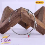 دستبند النگویی استیل زنانه آویز میوه‌ ای نقره ای | کد ysx608/2