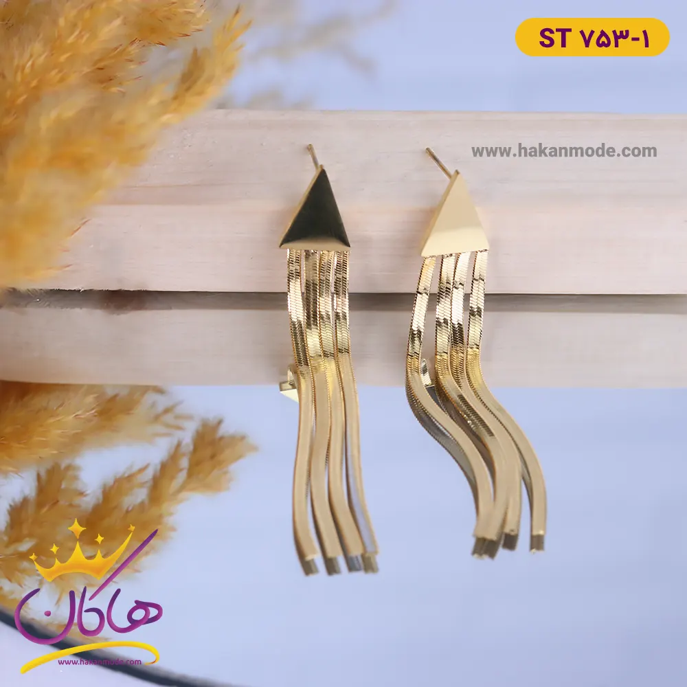 گوشواره استیل زنانه مثلثی آویز هرینگبون گوشواره استیل زنانه مثلثی آویز هرینگبون | st753/1 - Image 1