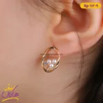 گوشواره استیل زنانه بیضی مرواریدی | xp 112/9