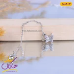 آویز ساعت استیل زنانه پروانه برجسته نقره‌ ای |‌ کد 1004/3