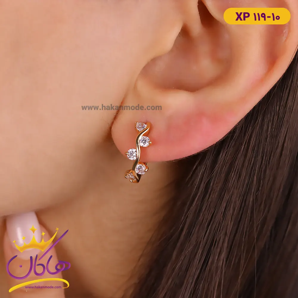 گوشواره استیل زنانه حلقه ای موج دار گوشواره استیل زنانه حلقه ای موج دار | XP 119/10 - Image 1