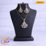 نیم ست استیل زنانه طلایی نگین دار | کد xp241