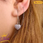 گوشواره استیل زنانه بخیه ای قلب نگینی | ysx 807/2