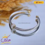 دستبند استیل زنانه النگویی سیمی نگین دار | کد st77/1