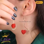 گوشواره استیل زنانه آویز قلب قرمز