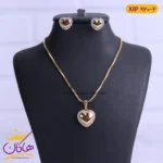 نیم ست استیل زنانه قلبی دور نگین | کد xip 920/2