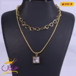 گردنبند استیل زنانه دو لاین قلب و آویز مربع | st212/4