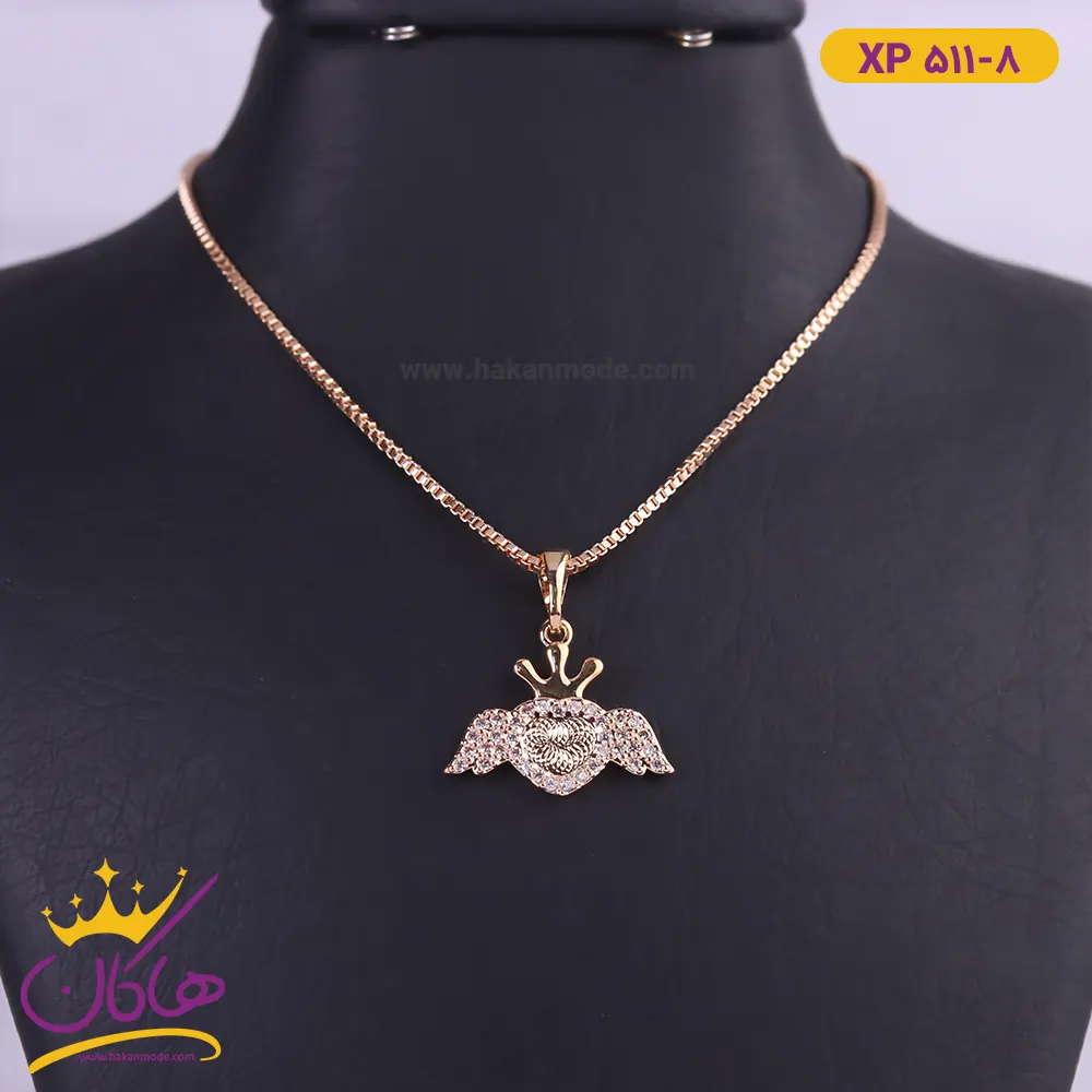 گردنبند استیل زنانه قلب بال فرشته گردنبند استیل زنانه قلب بال فرشته | کد xp516/2 - Image 1