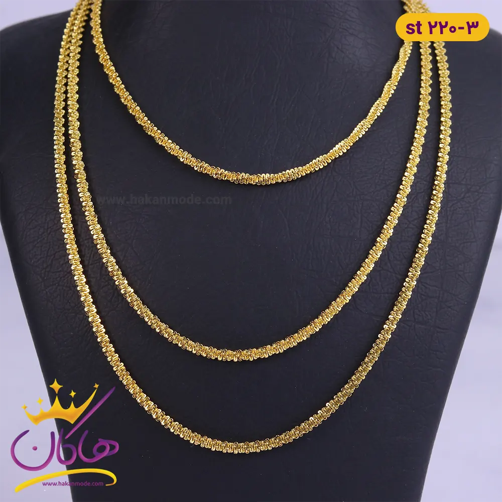 گردنبند استیل زنانه سه لاین خاویاری گردنبند استیل زنانه سه لاین خاویاری | کد ST220/3 - Image 1