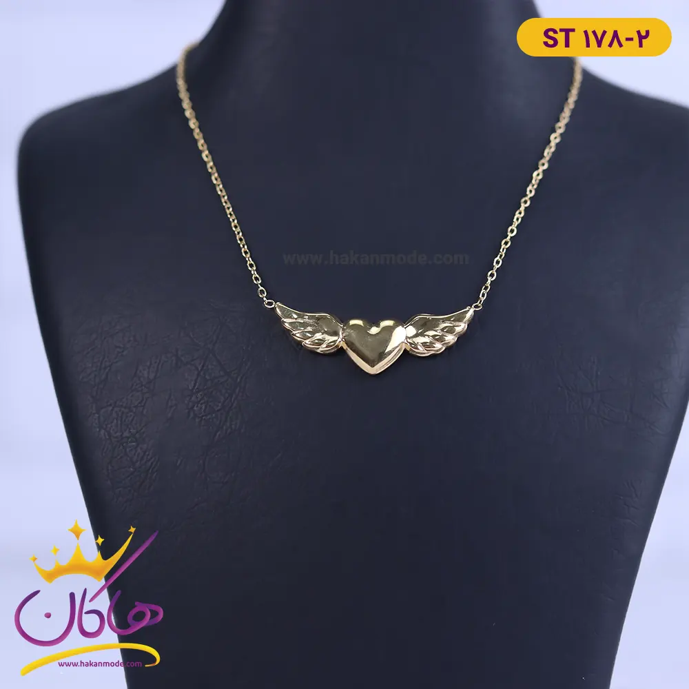 گردنبند استیل زنانه قلب بال فرشته st178/2 گردنبند استیل زنانه قلب بال فرشته st178/2 - Image 1
