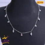 گردنبند نقره زنانه نگین اشکی و گرد | AS225
