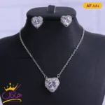 نیم ست نقره زنانه مدل تک نگین قلب | کد AF 880