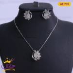 نیم ست نقره زنانه مدل گل نگین دار | کد AF 366