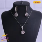نیم ست نقره زنانه مدل تک نگین گرد | کد AF 656