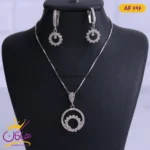 نیم ست نقره زنانه نگین دار طرح خورشید | کد AF 696