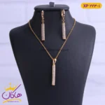 نیم ست استیل زنانه مدل میله ای تمام نگین | کد xp 223/1