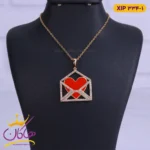 گردنبند استیل زنانه پاکت نامه و قلب | کد xip334/1