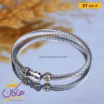 دستبند استیل زنانه النگویی سیمی نقره‌ ای | کد st88/2
