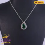 گردنبند استیل زنانه نگین سبز | کد XP575/3