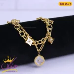 دستبند استیل زنانه زنجیری دو لاین آویز دار | کد sts180/1