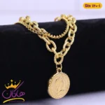 دستبند استیل زنانه زنجیری آویز دار طلایی | کد sts120/1