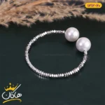 دستبند استیل زنانه النگویی باز مرواریدی | 1212/20