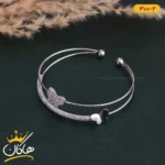 دستبند استیل زنانه النگویی دو لاین پروانه | BND 300/2