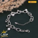 دستبند استیل زنانه آویز گوی و مروارید | 171/2 cm