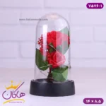 حباب شیشه ای چراغ دار گل قرمز 7576/1