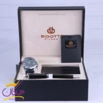 ساعت مچی بیگوتی مردانه بند چرم سورمه ای قاب نقره ای BG.1.10614/3