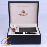 ساعت مچی بیگوتی مردانه بند چرم قهوه ای قاب طلایی BG.1.10614/4