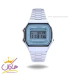 ساعت مچی کاسیو مردانه فلزی نقره ای صفحه سبز دیجیتالی A168WA-3AYDF