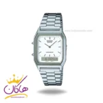 ساعت کاسیو مردانه فلزی نقره ای دو زمانه AQ-230A-7DMQ