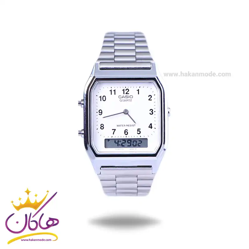 ساعت کاسیو مردانه فلزی نقره ای دو زمانه AQ-230A-7BMQ ساعت کاسیو مردانه فلزی نقره ای دو زمانه AQ-230A-7BMQ - Image 1