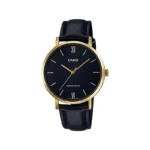 ساعت مچی کاسیو زنانه چرم قاب طلایی LTP-VT01GL-1B