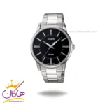 ساعت عقربه ای کاسیو مردانه نقره ای صفحه مشکی MTP-1303D-1A