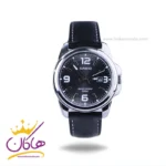 ساعت کاسیو زنانه بند چرم مشکی قاب نقره ای MTP-1314L-8AVDF