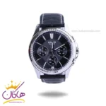 ساعت کاسیو مردانه بند چرم مشکی قاب نقره ای MTP-1375L-1AVDF