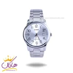 ساعت مچی کاسیو مردانه فلزی نقره ای صفحه سفید MTP-V002D-7BUDF