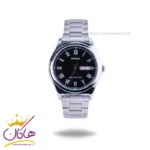 ساعت مچی کاسیو مردانه فلزی نقره ای صفحه مشکی MTP-V006D-1BUDF