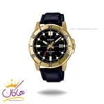 ساعت کاسیو مردانه چرم مشکی قاب طلایی MTP-VD01GL-1EVDF