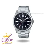 ساعت کاسیو مردانه فلزی نقره ای صفحه مشکی MTP-VD02D-1E