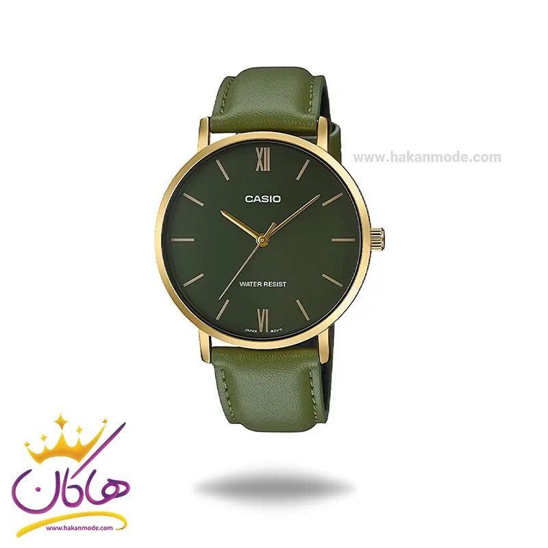 ساعت مچی کاسیو مردانه بند چرم سبز MTP-VT01GL-3BUDF ساعت مچی کاسیو مردانه بند چرم سبز MTP-VT01GL-3BUDF - Image 1