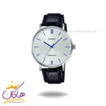 ساعت مچی کاسیو مردانه بند چرم مشکی MTP-VT01L-7B1