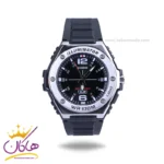ساعت مچی عقربه ای کاسیو مردانه بند رابر صفحه مشکی MWA-100H-1AVDF